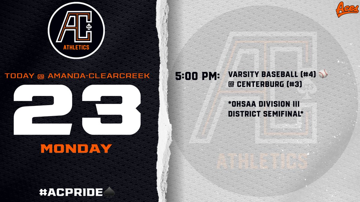 AC_Athletics1's tweet photo. Today’s Event | 5/23/22 ♠️

•🎟: https://t.co/sab4xl3zac
BB-DIII-Region 10-Central 1. 

@acacesbaseball @CHS_Athletics1 https://t.co/mlJ1xT71Ka