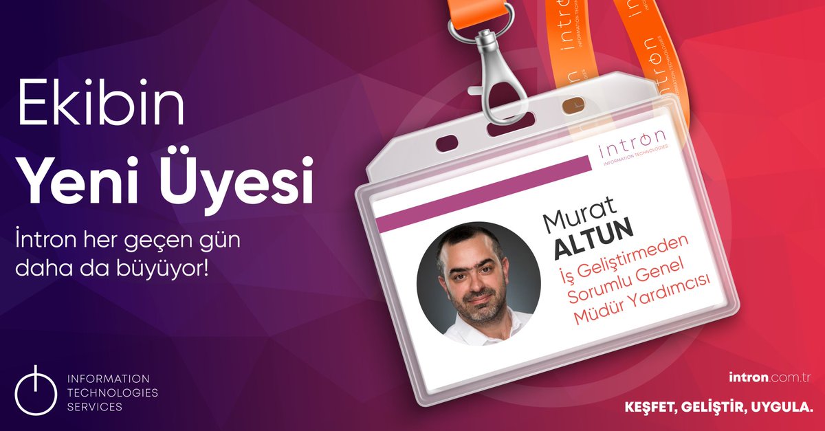 Ekibimizin yeni üyesi, İş Geliştirmeden Sorumlu Genel Müdür Yardımcısı Murat Altun'a hoş geldin diyor, birlikte imza atacağımız başarılar için sabırsızlanıyoruz.