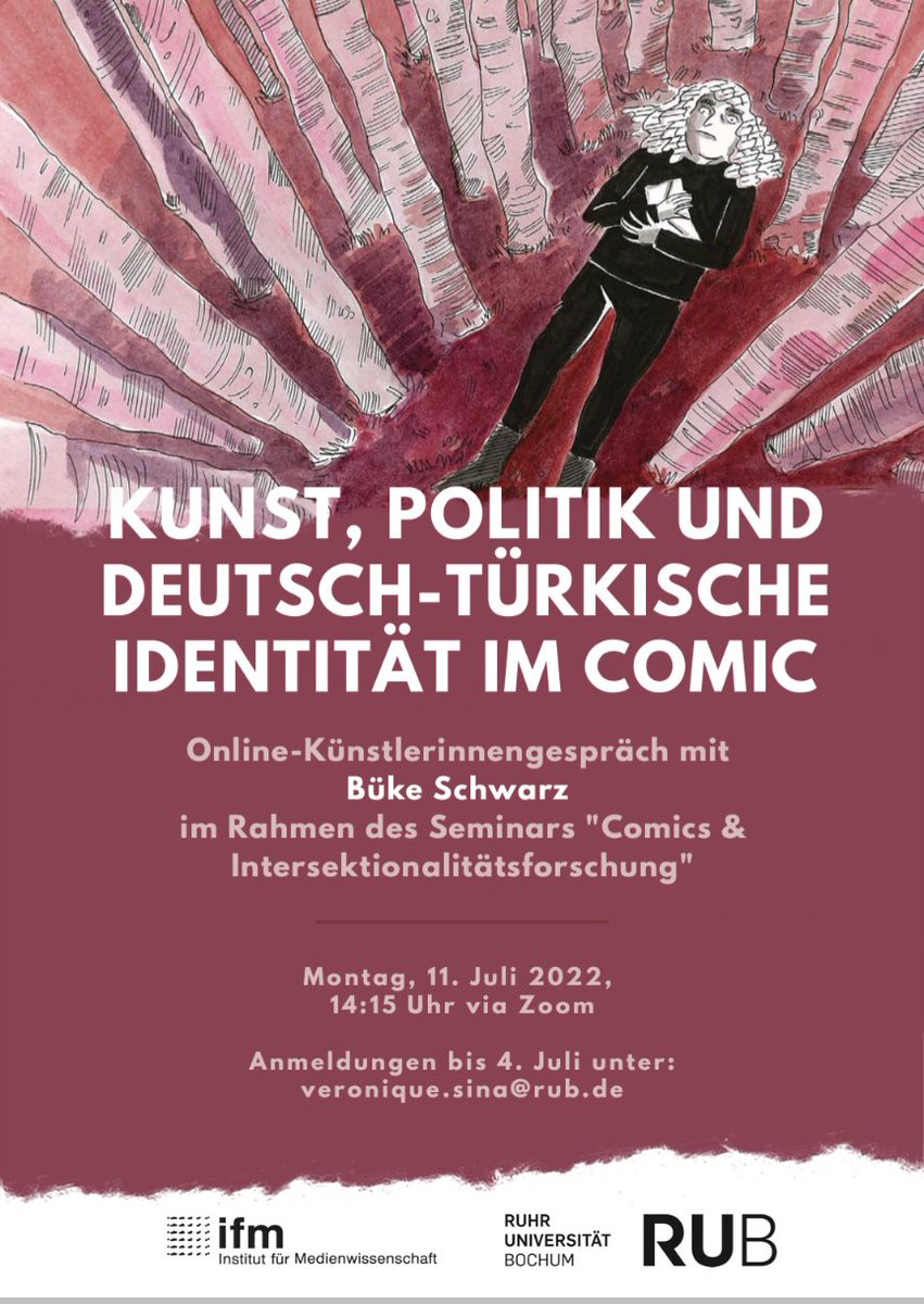 Am 11. Juli ist die großartige @BukeSchwarz in meinem #Comic-Seminar @ruhrunibochum zu Gast! Ich freue mich sehr darauf, mit ihr über 'Kunst, Politik & deutsch-türkische Identität im Comic' zu sprechen! 👏 Das Gespräch findet via Zoom statt & ist für Zuhörer_innen geöffnet!