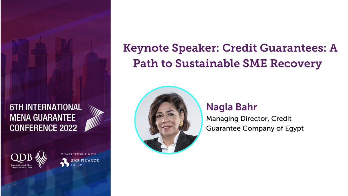 SMEFinanceForum's tweet photo. #MENAREG2022 How do the #creditguarantees represent a path to sustainable #SMErecovery? Our keynote speaker @NaglaBahr is sharing her thoughts.
Join us now at>
https://t.co/5n89JYYAdu
#MENAREG2022 #Qatar #smefinance #creditguarantees #recovery #sustainability https://t.co/QAjzVw2iV7