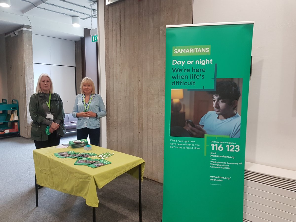 UniEssexLibrary's tweet photo. TODAY! The @ColchesterSams are on the ground floor of the #AlbertSlomanLibrary to support anyone who would like to talk or simply find out more information. Come along to have a chat. 

@Uni_of_Essex @EssexSU https://t.co/s7N5ArtNO3