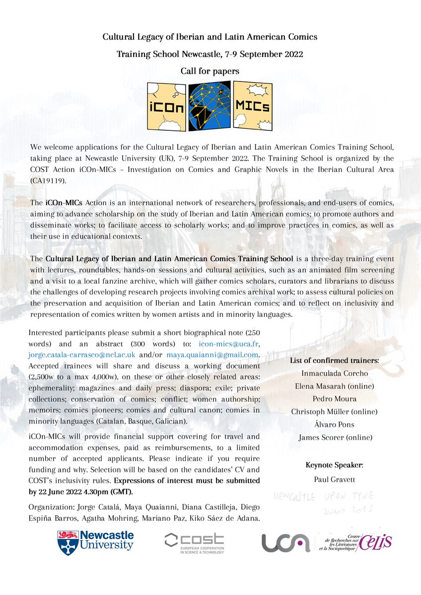 Jorge Català (@jorgecatala00) on Twitter photo Deadline: 22 June 2022
Accepted papers by 27 June 2022
Come and join us!⬇️⬇️⬇️📢📢 <a href="/iCOn_MICS/">iCOn-MICS EU COST Action - CA19119</a> <a href="/SML_Newcastle/">Modern Languages @ NCL</a> <a href="/StudentsNCL/">Newcastle University</a> <a href="/H2020Projects/">Horizon2020Projects</a> lnkd.in/ef8dUQXx Deadline: 22 June 2022
Accepted papers by 27 June 2022
Come and join us!⬇️⬇️⬇️📢📢 <a href="/iCOn_MICS/">iCOn-MICS EU COST Action - CA19119</a> <a href="/SML_Newcastle/">Modern Languages @ NCL</a> <a href="/StudentsNCL/">Newcastle University</a> <a href="/H2020Projects/">Horizon2020Projects</a> lnkd.in/ef8dUQXx