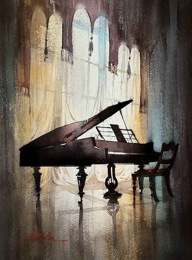 twschaller's tweet image. Piano -Pfanner Palace #lucca #piano #italy #music #art #architecture #watercolor