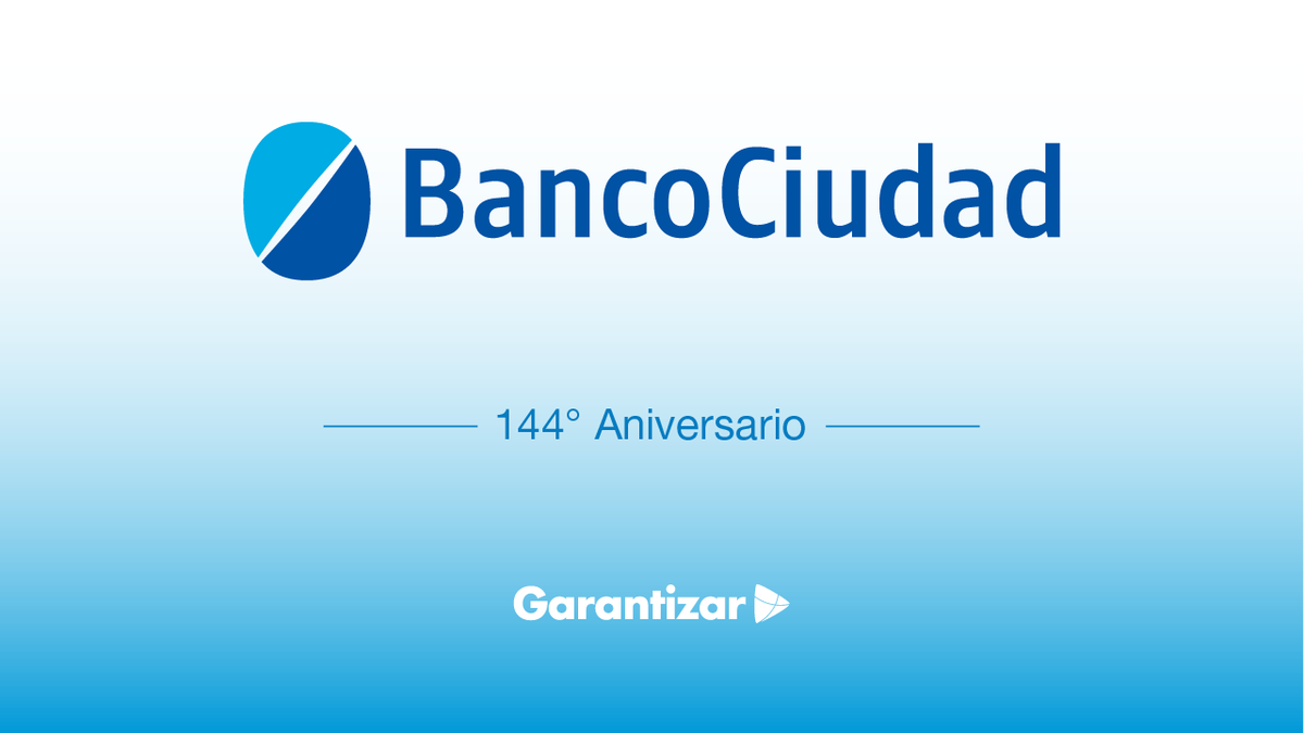 Garantizar's tweet photo. Festejamos los 144 años de una entidad que promueve la asistencia de las PyMEs con valores como la inclusión e igualdad de oportunidades.

Feliz Aniversario @BancoCiudad. https://t.co/4BZWUPw9pj