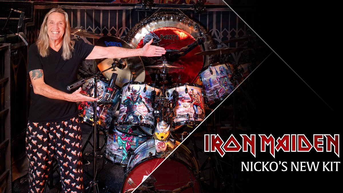 IronMaiden's tweet photo. If you like drums, Nicko takes you through his new kit in this clip over on our YouTube channel - https://t.co/VOi6v3KGOS

 #ironmaiden #legacyofthebeasttour #bepartofthelegacy https://t.co/TXigQrxOzS
