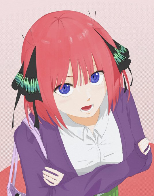 tkmさんがTwitterに投稿した中野二乃(五等分の花嫁)のイラスト。