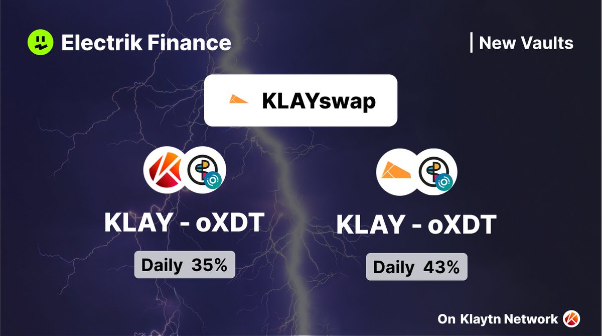 ⚡️[XDT vaut 업데이트]⚡️

XPeare 볼트가 업데이트 됐습니다.

KLAY-oXDT Daily 35%
KSP - oXDT  Daily 43%
(APY는 불타서 보이지 않습니다)

app.electrik.finance/vaults

#xpeare
@klaytn_official