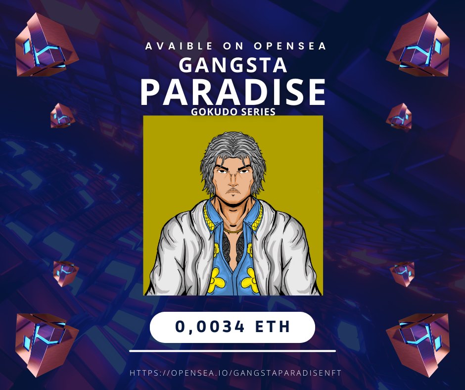 GNGSTAPARADISE1's tweet photo. MINTED TODAY 3 GANGSTA PARADISE NFT AT OPENSEA POLYGON NETWORK GOKUDO COLLECTION
https://t.co/52uJtnq0xS

#nfts #nft #nftart #nftcommunity #nftcollector #nftartist #crypto #digitalart #cryptoart #art #ethereum #opensea #nftcollectors #blockchain #nftdrop #cryptocurrency https://t.co/2t8xN8iPhp