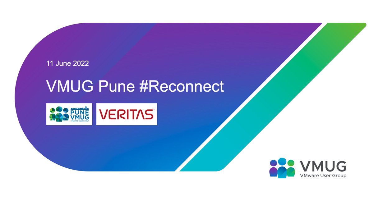 We are back with In-Person Meetup. Looking forward to seeing you all at the event. 

<a href="/VeritasTechLLC/">Veritas Technologies</a> 

Register here 
via.vmw.com/vmug-pune