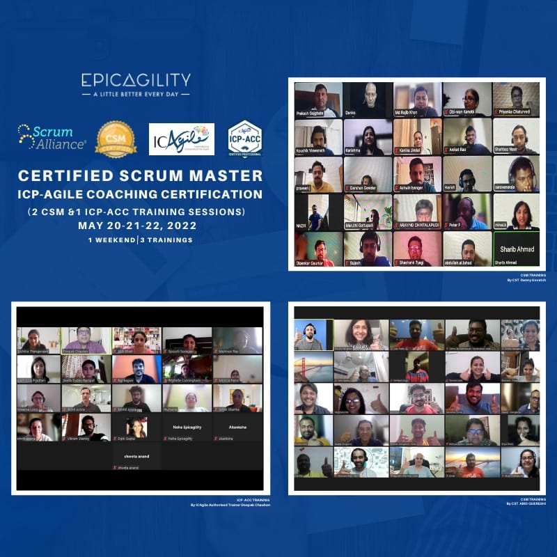 epicagilityin's tweet photo. Our training sessions help our participants achieve professional excellence in their fields. 2 training sessions, 3 days, &amp; 2 global trainers ensured 2 impactful sessions. We wish all of our participants a prosperous future.#scrummaster #icagile  #certification #epicagilityindia https://t.co/mgz9YnZc2p