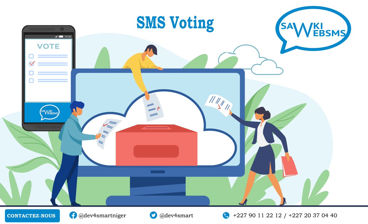 dev4smart's tweet photo. Fructueuse nouvelle semaine.
Vous organisez des évènements nécessitant des votes? Optez pour notre solution SMS Voting, fiable et sécurisée. Plus d'information sur https://t.co/O37sewvgy9
#SMSVoting
@Dev4smart , pensez-l'innovation ! https://t.co/CpnssNRGHt