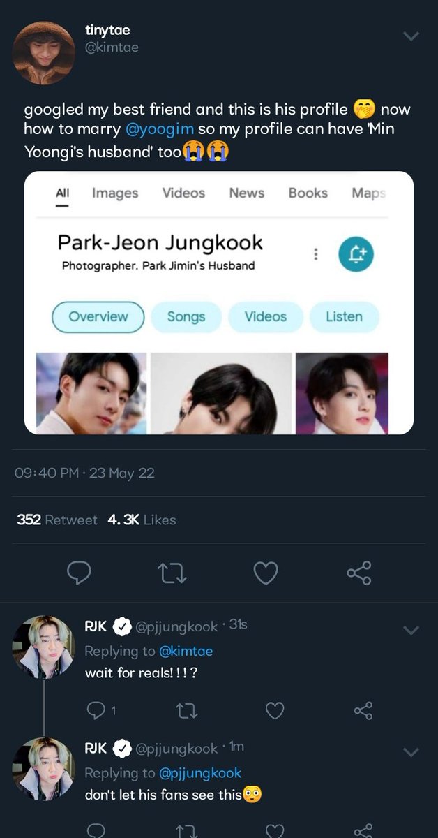 nocturjkk's tweet photo. #jikook: drabble where g0ogle puts jk's occupation as 'prk. jm's husband'...... https://t.co/wig46LIPp6