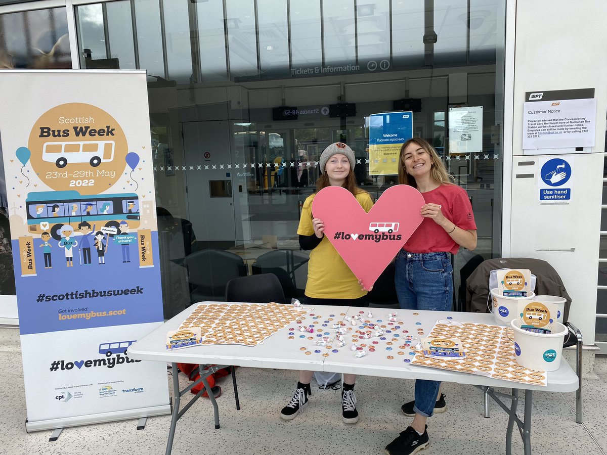 RachelM35283069's tweet photo. At Buchanan Bus Station celebrating #ScottishBusWeek with the @lovemybus_ campaign team! 💖 https://t.co/ZXGpvl4eW2