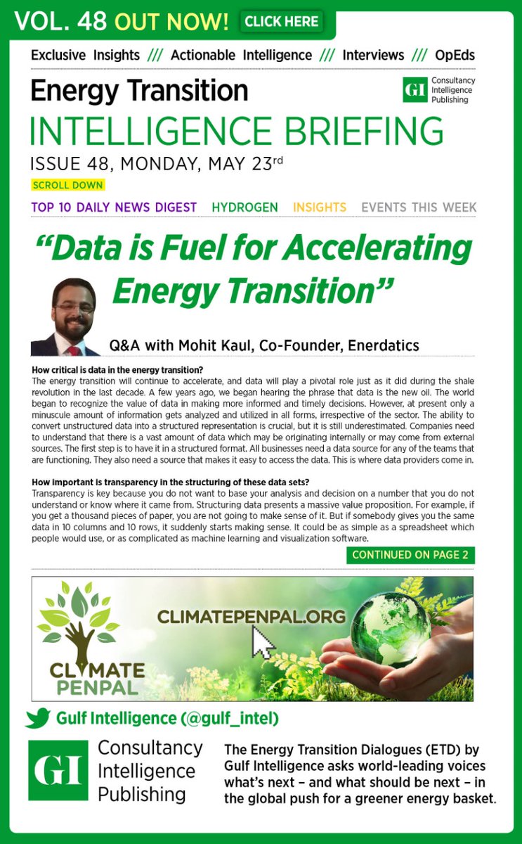 𝗢𝘂𝘁 𝗡𝗼𝘄! Energy Transition Intelligence Briefing
Full Report here👉bit.ly/38E9GOf

DM us your email and details to receive exclusive content in your inbox every week.

#ClimateAction #Nature #EnergyTransition <a href="/uniper_energy/">Uniper</a> <a href="/MashreqTweets/">Mashreq</a> <a href="/Sharjahoil/">Sharjah National Oil Corporation (SNOC)</a>