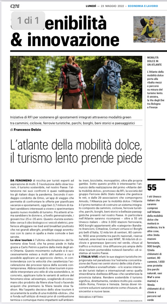 La scoperta dello #slowtourism in #Italia e il primo 'Atlante della mobilità dolce'. Nel mio commento del lunedì per ⁦@qnazionale⁩ ⁦⁦@fsitaliane⁩ ⁦#RFI #sostenibilità #ferrovie