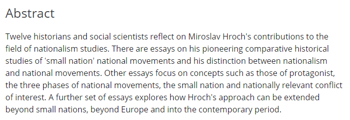 To mark Miroslav Hroch's 90th birthday, we have a symposium on his contributions to #nationalism studies with an all-start cast of 12 historians and social scientists. Even better, it's #openaccess and you can read it now at onlinelibrary.wiley.com/doi/10.1111/na…