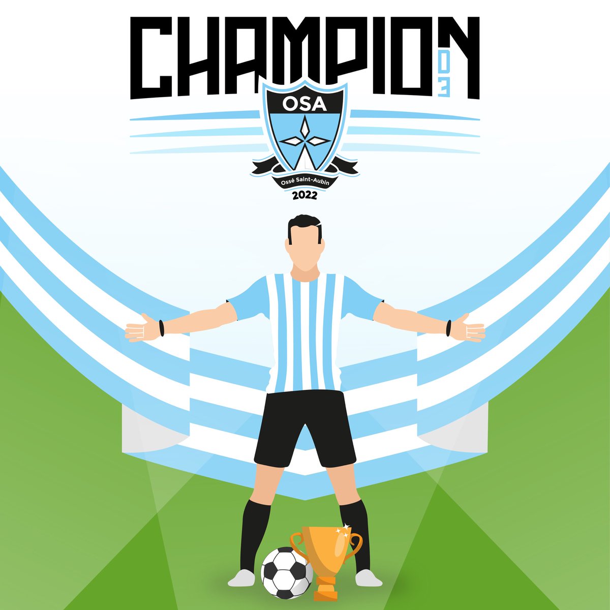 osa35410's tweet photo. 🔵⚪️ Voilà, c’est fait ! Notre équipe première décroche le titre de champion de sa poule de D3 🥇et évoluera en D2 la saison prochaine après sa victoire 3-1 face à Châteaubourg ! https://t.co/2AjDoHLXUC