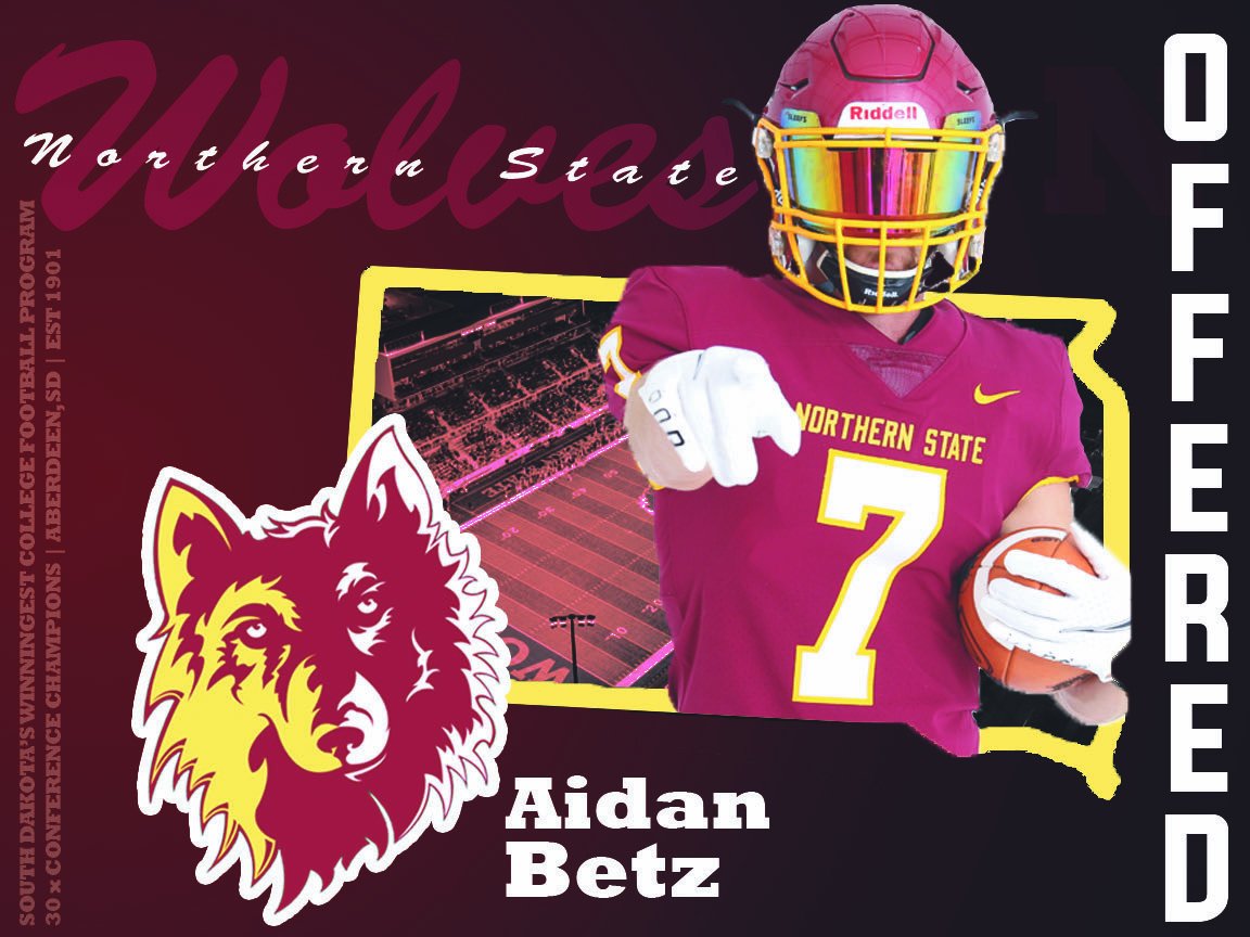 Aidan Betz (@aidan57923016) on Twitter photo I am very grateful and humbled to receive an offer from <a href="/NSUWolves_FB/">Northern State Football🐺 🏈</a> thank you @coachjroy for the instruction at camp and <a href="/CoachGlas05/">Jason Glasco</a> for the invite!! I am very grateful and humbled to receive an offer from <a href="/NSUWolves_FB/">Northern State Football🐺 🏈</a> thank you @coachjroy for the instruction at camp and <a href="/CoachGlas05/">Jason Glasco</a> for the invite!!
