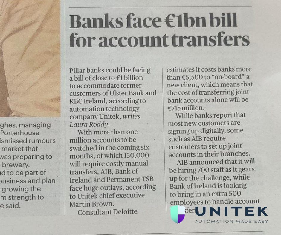Pillar banks could face a bill of close to €1 billion to accommodate former customers of Ulster Bank and KBC Bank. A BIG thanks to @thetimesIE for shining a light on the 🌊 wave of switchers hitting the #irish #mortgage and #financialservices market. lnkd.in/gGDeNA_T