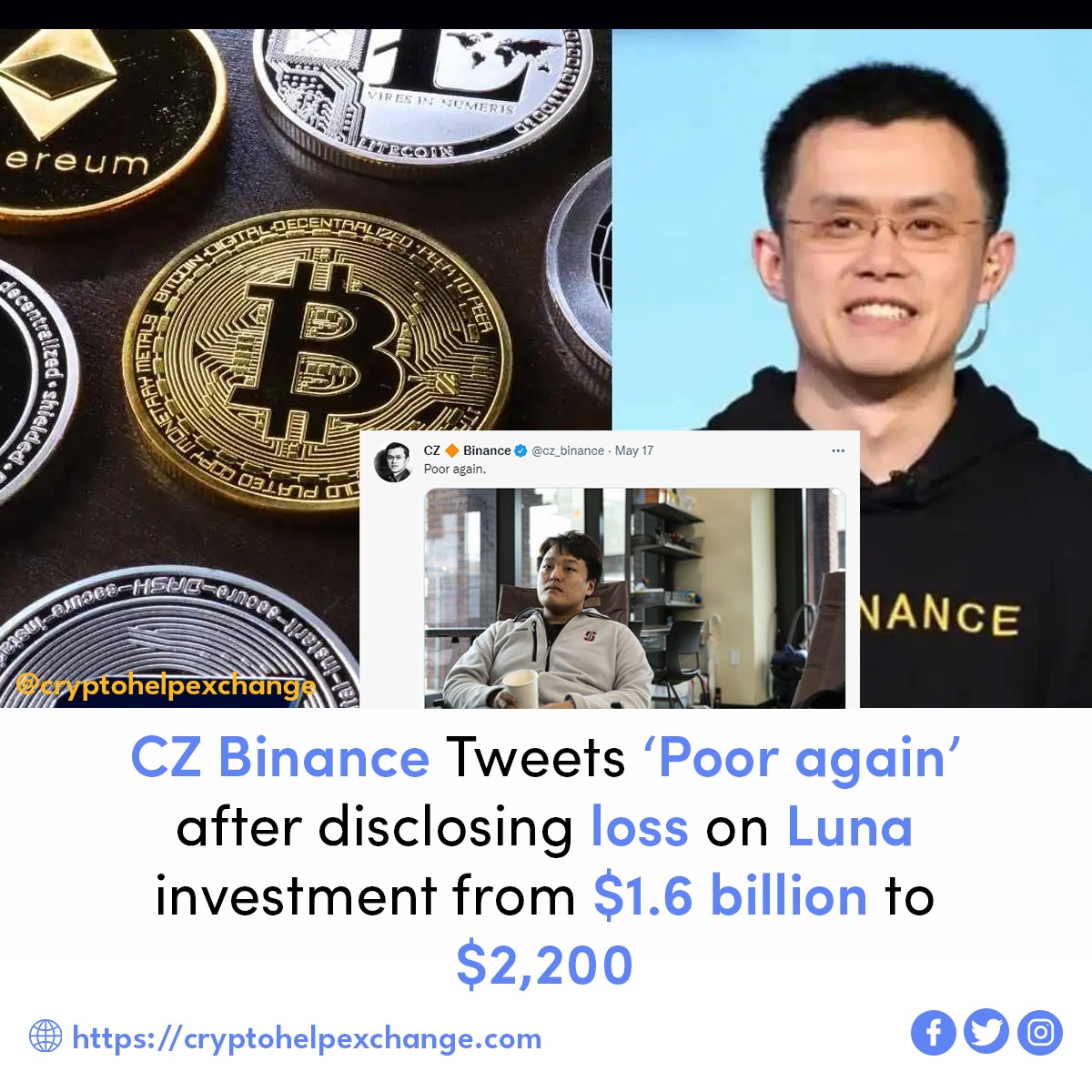 HelpcryptoHelp's tweet photo. Now it seems the tide has turned, and Zhao has lost a significant amount of his fortune.

#ChangpengZhao #changpengzhao #digitalcurrency #digitalmoney #binance #cryptocurrency #cryptocurrencys #cryptocurrencynews #cryptocurrency_news #luna #lunaterra https://t.co/eeoK1HzZo9