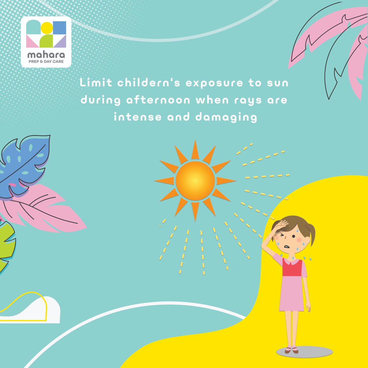 MaharaSchools's tweet photo. Keep your little one away from direct sunlight, especially during the peak hours from 12-4 pm. 
Try to engage them, as much as possible, in indoor activities during this time. 
If you want to perform any recreational outdoor activities with your children, evenings are the best. https://t.co/BEsTz4cXd3