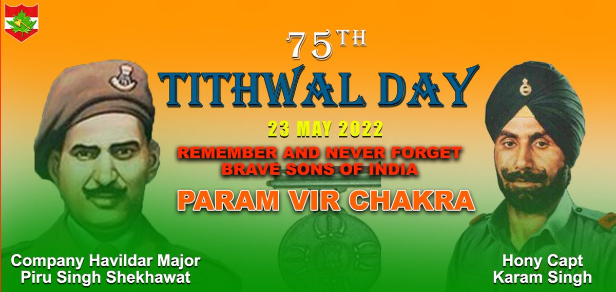 BharatDefenders's tweet photo. #IndianArmy celebrates 75th Tithwal Day to commemorate liberation of Tangdhar Valley from Pakistani raiders in 1948 under the leadership of Brigadier Harbaksh Singh.
Remembering Bravehearts who laid down their lives.
#Kashmir
#tithwalday
@adgpi
@NorthernComd_IA https://t.co/sBavnyHW83