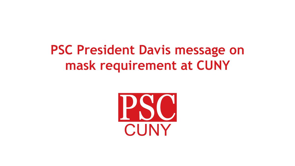 PSC_CUNY's tweet photo. Last week PSC President Davis reached out to @ChancellorCUNY to strongly urge that mask-wearing be required once again at #CUNY. #MaskUpCUNY
Read more here: https://t.co/71ysgBZQHp https://t.co/hAG4Dhd2j8