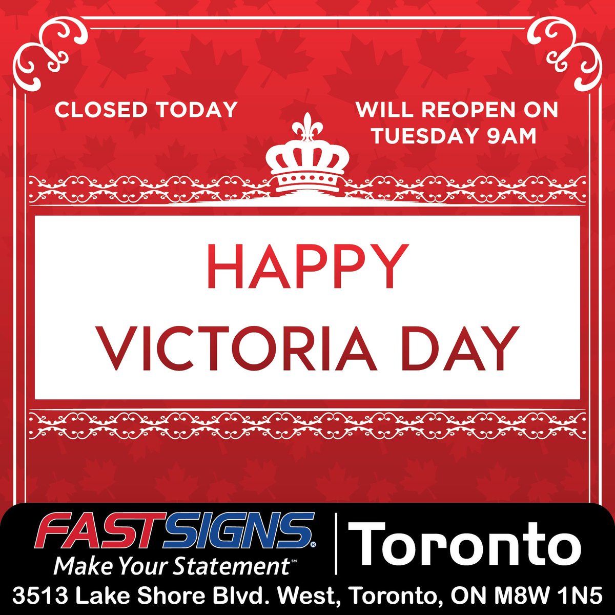 FASTSIGNS2137's tweet photo. Wishing everyone a happy #victoriaday from #fastsignstoronto team. https://t.co/P8r1NPWl52