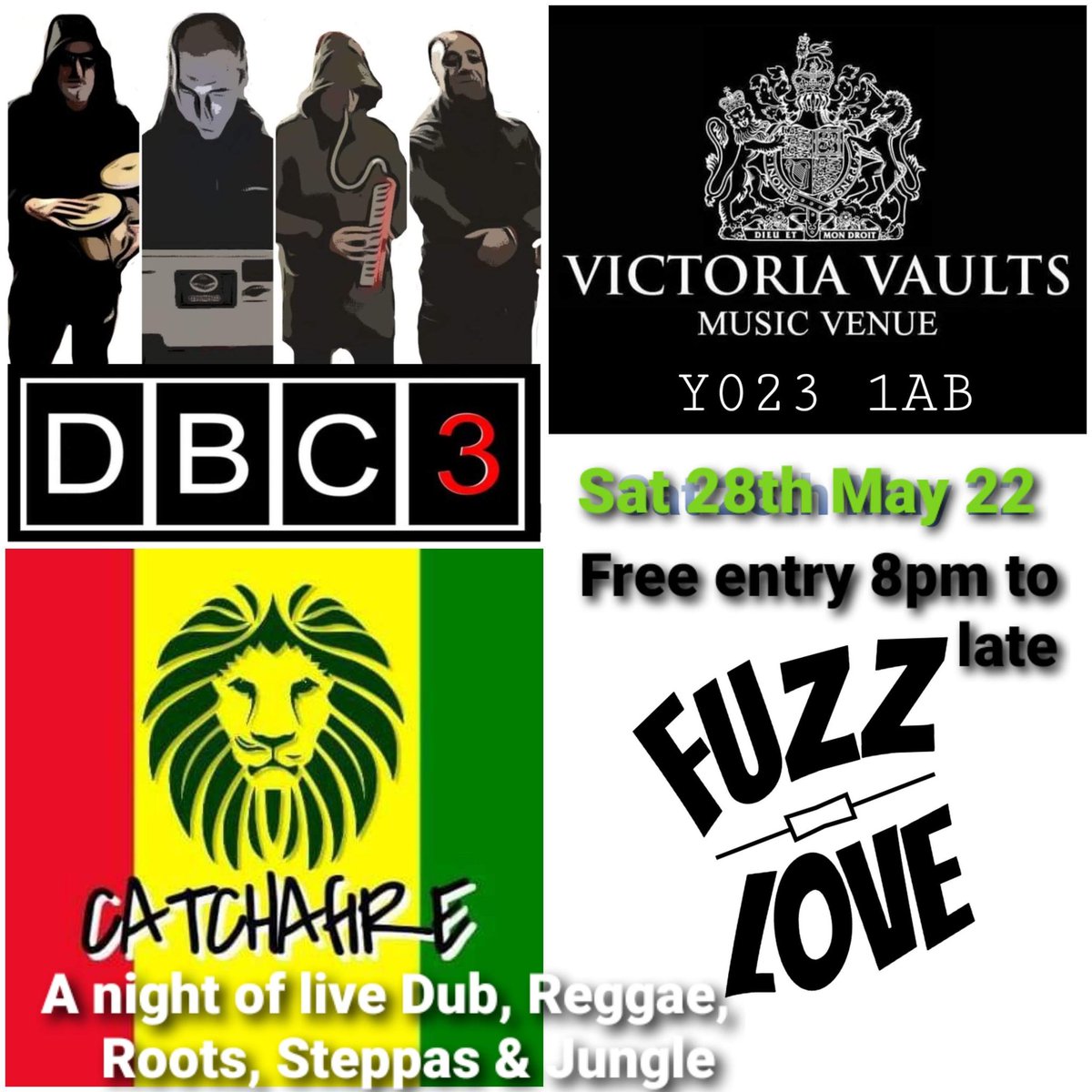 Big home coming gig this Sat #victoriavaultsyork 4 DBC3 with <a href="/dandydizzle/">Dandy</a>  on the mic + #NikkiH on vocals &amp; #RichT on guitar &amp; Fuzzlove on support + Catch A Fire spinning some Reggae, Dub, Roots &amp; Jungle free Entry 8pm to 1am #dubbarncollwctive3 #dubbarnreords