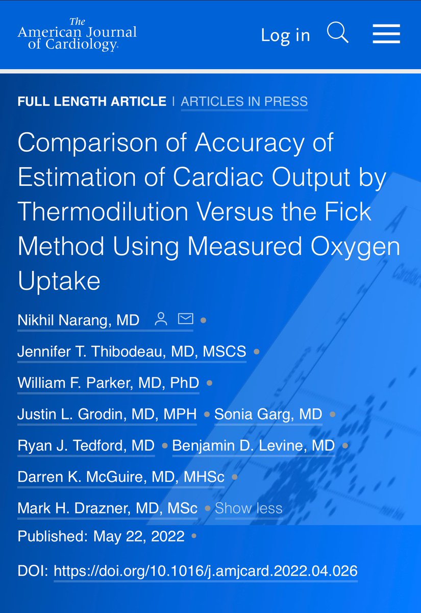 When calculating Cardiac Output, do you use Thermodilution? Est Fick? Direct Fick?

💥Our work from among the largest cath lab registries re: Thermodilution vs Fick CO w/ Directly Measured VO2 

<a href="/MarkDrazner/">Mark Drazner</a> <a href="/JTThibs/">Jenny Thibodeau, MD, MSCS</a> <a href="/WF_Parker/">William F Parker, MD, PhD</a> <a href="/JLGrodin/">Justin L. Grodin</a> <a href="/RyanTedfordMD/">Ryan J Tedford MD</a> 

📎bit.ly/3Gc33i9