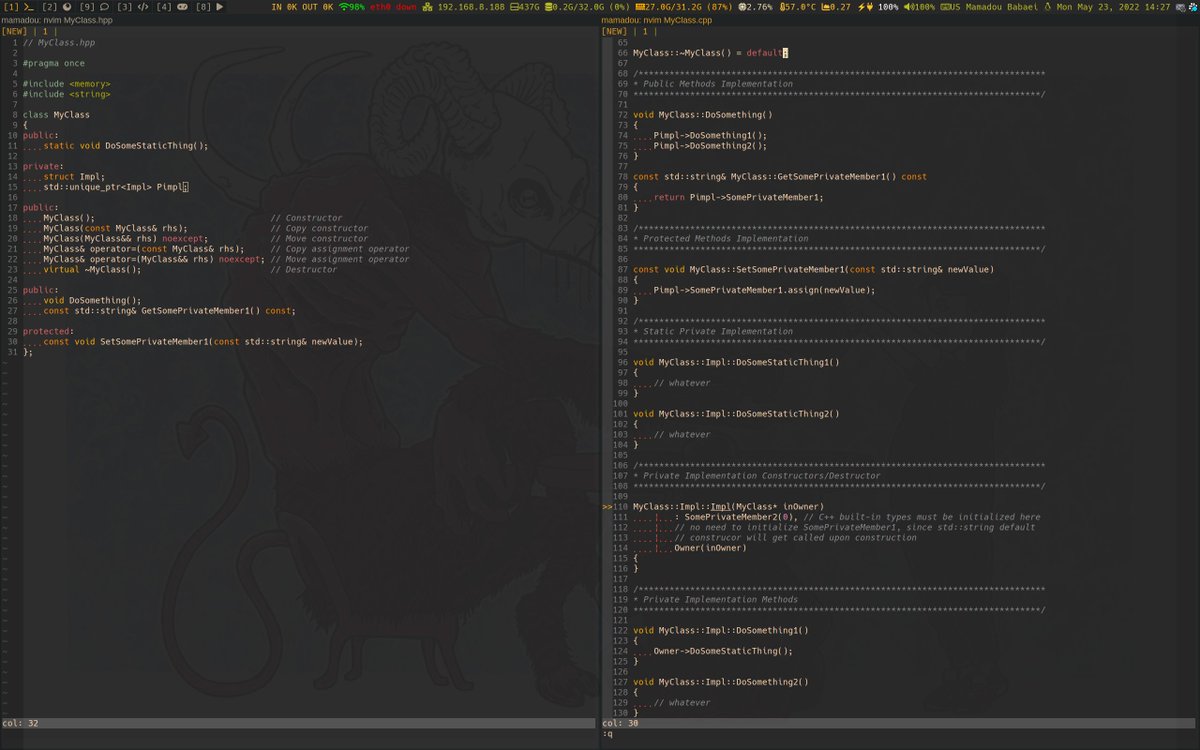 mamadou_gamedev's tweet image. I first came across the #Pimpl idiom in #cpp in a talk by @herbsutter on #ModernCpp through @Microsoft Channel9 over a decade ago and since then I've been using it everywhere in order to reap the benefits. In #UnrealEngine it's a bit tricky. Here is the plain C++ vs #UE 👇 1/2