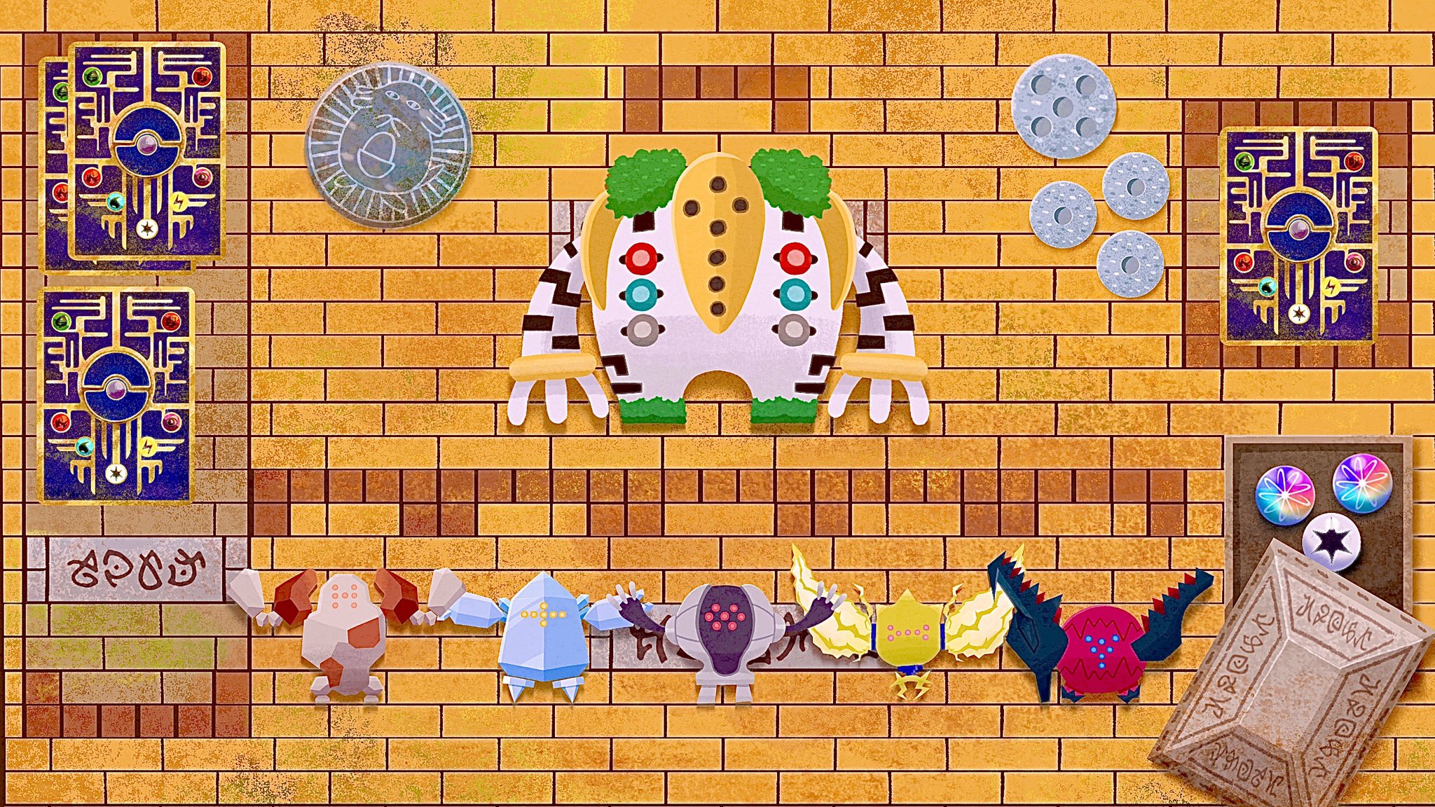 ほろにが ポケカ ポケカの レジギガス デッキ描きました 古代のプレイマット風 仕上げ 古代の裏面がいい感じに描けました Pokemoncards こだいのえいち T Co Cvfnjhl9gf Twitter