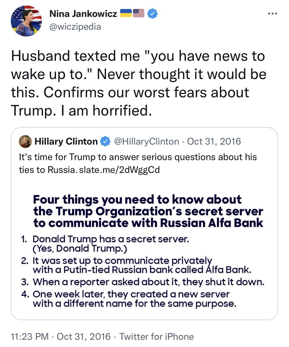 redsteeze's tweet photo. What's the context on you confirming and spreading the Clinton campaign's Alfa Bank op, which we know based on sworn testimony is false and was approved by Hillary Clinton. https://t.co/evChO2vzaJ
