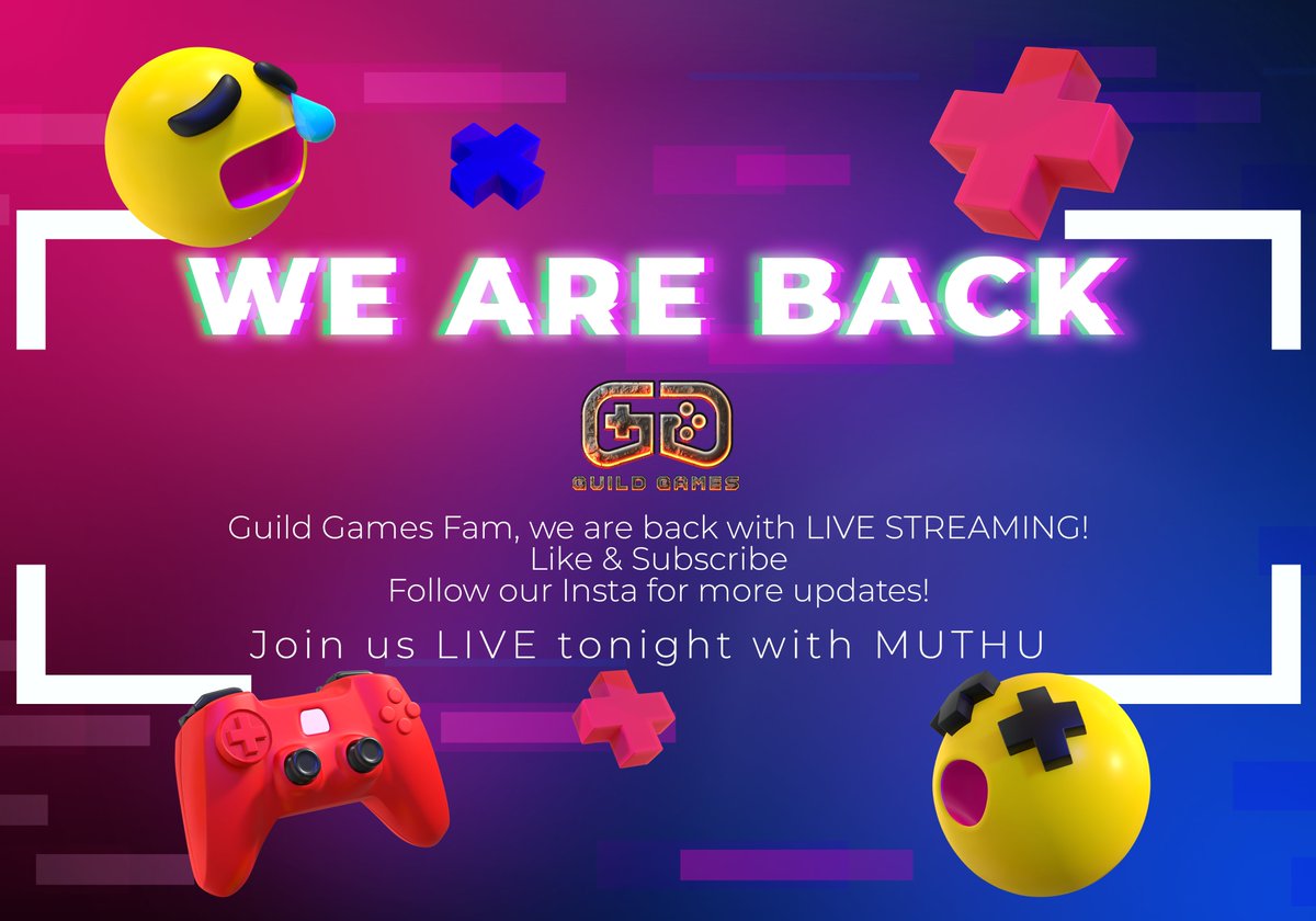 GuildGamesdao's tweet photo. Muthu is back with the most updated games streaming in YouTube.
Remember - gamers don't die, they re-spawn.
#pewdiepie #JUEGAGERMAN #VANOSSGAMING #NINJASHYPER #youtube #livestreaming #gaming #gamingcommunity https://t.co/6Me7TrTxAF