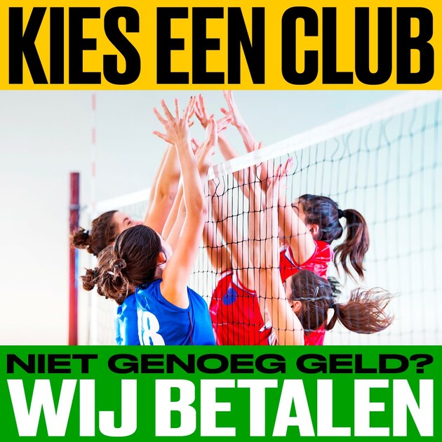 Geen geld voor de volleybalclub🏐 of muziekles🎸? Wij betalen de contributie of het lesgeld. Vraag hulp: bel 088-8800888 of ga naar kieseenclub.nl. #kieseenclub