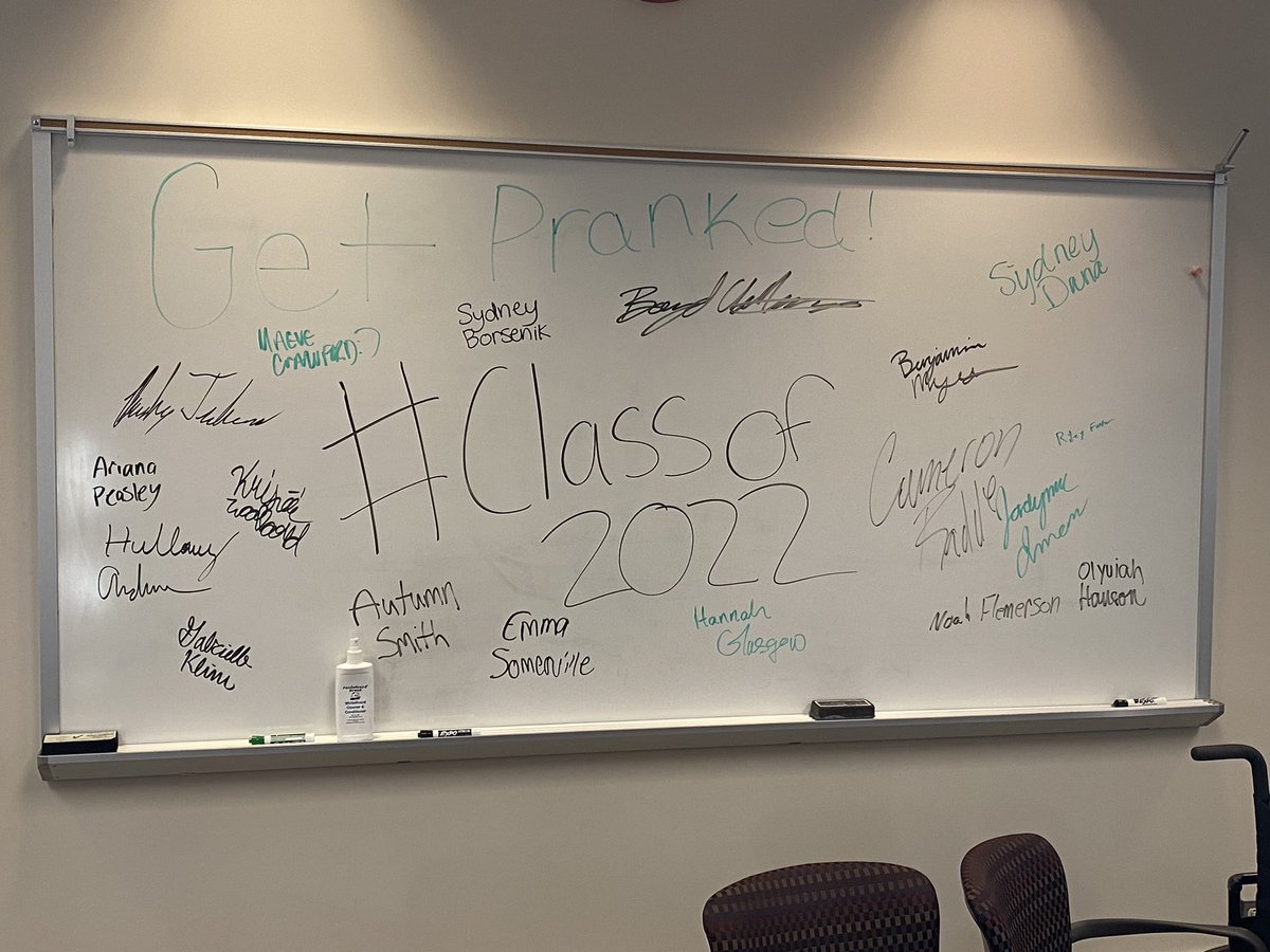 JustTheCreek's tweet photo. Class of 2022 Senior Prank…the list of who’s who. Truly an amazing group of young men and women that we will certainly miss. #CheesyPoofs #YouGotMe https://t.co/0TnV6Wd7qA