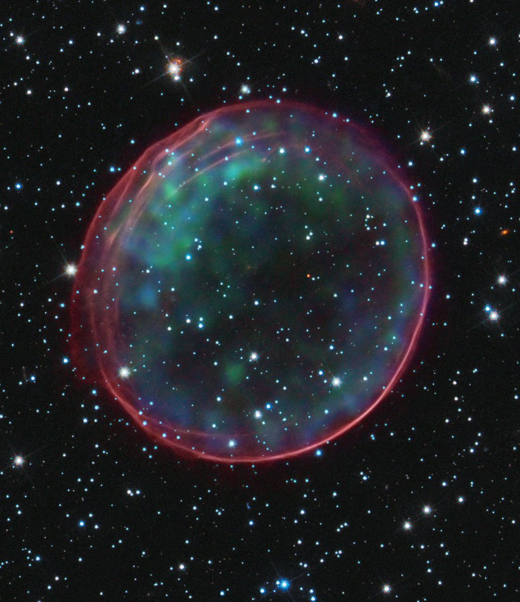 Mario Livio (@mario_livio) on Twitter photo This fantastic image of supernova remnant 0509-67.5 was made by combining optical data from <a href="/NASAHubble/">Hubble</a> and x-ray data from <a href="/chandraxray/">Chandra Observatory</a> . The remnant is in the Large Magellanic Cloud. This fantastic image of supernova remnant 0509-67.5 was made by combining optical data from <a href="/NASAHubble/">Hubble</a> and x-ray data from <a href="/chandraxray/">Chandra Observatory</a> . The remnant is in the Large Magellanic Cloud.