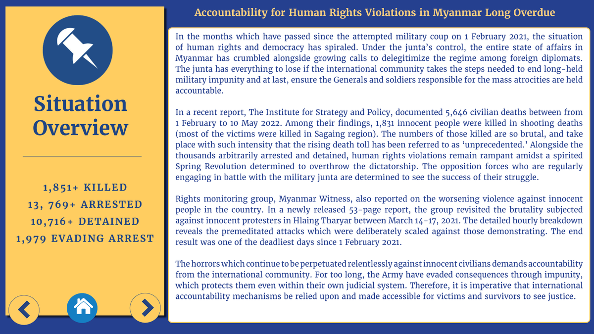 emeralmon's tweet photo. .@NDBurma's weekly update on situation of human rights in Myanmar after military coup: [16 May — 22 May 2022]  English Version  #2022May23Coup #WhatsHappeningInMyanmar #Total_StopSponsoringJunta #Chevron_StopSponsoringJunta https://t.co/1WuOnWMUyI