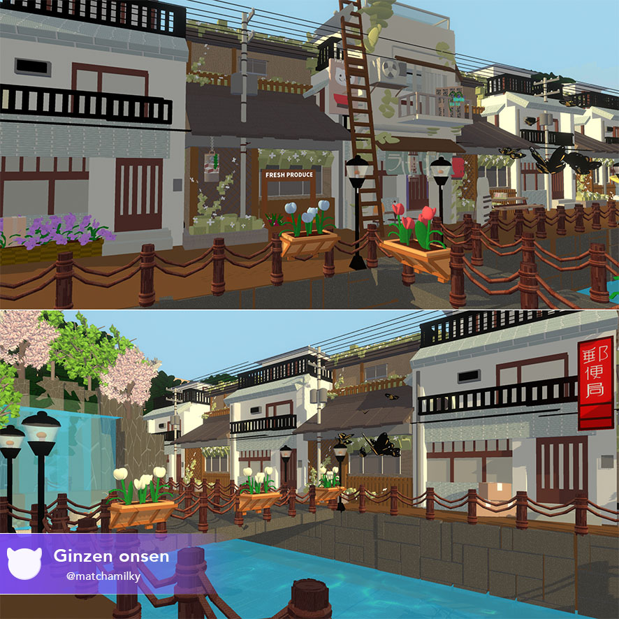 The Ginzen onsen built by matchamilky. Come and enjoy your visit.🎐🎐#budcreate