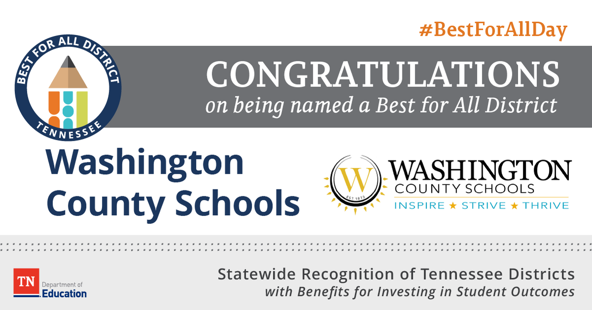 TNedu's tweet photo. .@WCDE_TN has gone above and beyond to invest strategically in student achievement, address learning loss, and drive positive student outcomes. Congratulations on being a #BestforAllDistrict! https://t.co/fCl8Hvdp0n