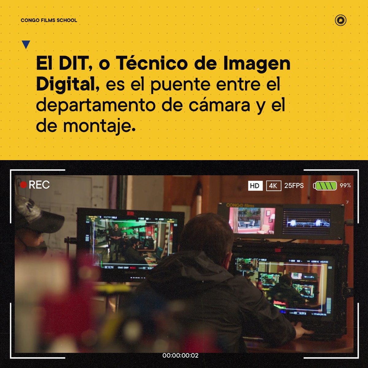 congofilms's tweet photo. Además de ser la mano derecha del D.P en materia de exposición, el DIT es el filtro de control de calidad de los planos. Revisa problemas con el foco, “drops” o fallos de imagen, archivos corruptos, entre otros. https://t.co/HsjFRmFr6E