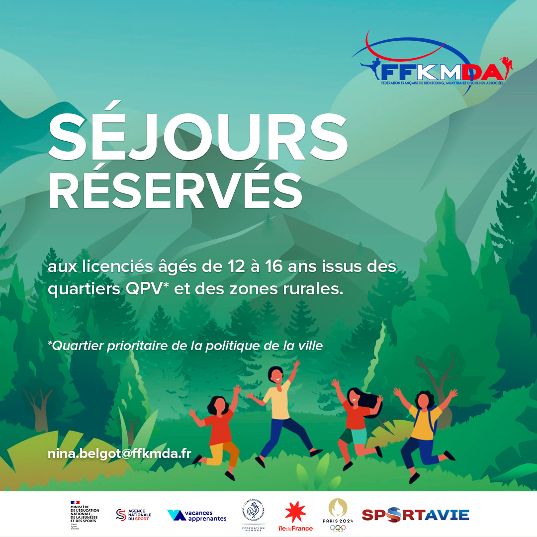ffkmda's tweet photo. La FFKMDA offre à 72 licenciés âgés de 10 à 16 ans issus de famille en situation précaire des vacances apprenantes aux @2ALPES 🏔️:
➡️ Du 10 au 15/07
➡️ Du 24 au 29/07
➡️ Du 14 au 19/08
➡️ Du 21 au 26/08
Infos👉 https://t.co/7NjPQk6fAs
@education_gouv @Agence_du_Sport @Sports_gouv https://t.co/JXC0fzOz3t