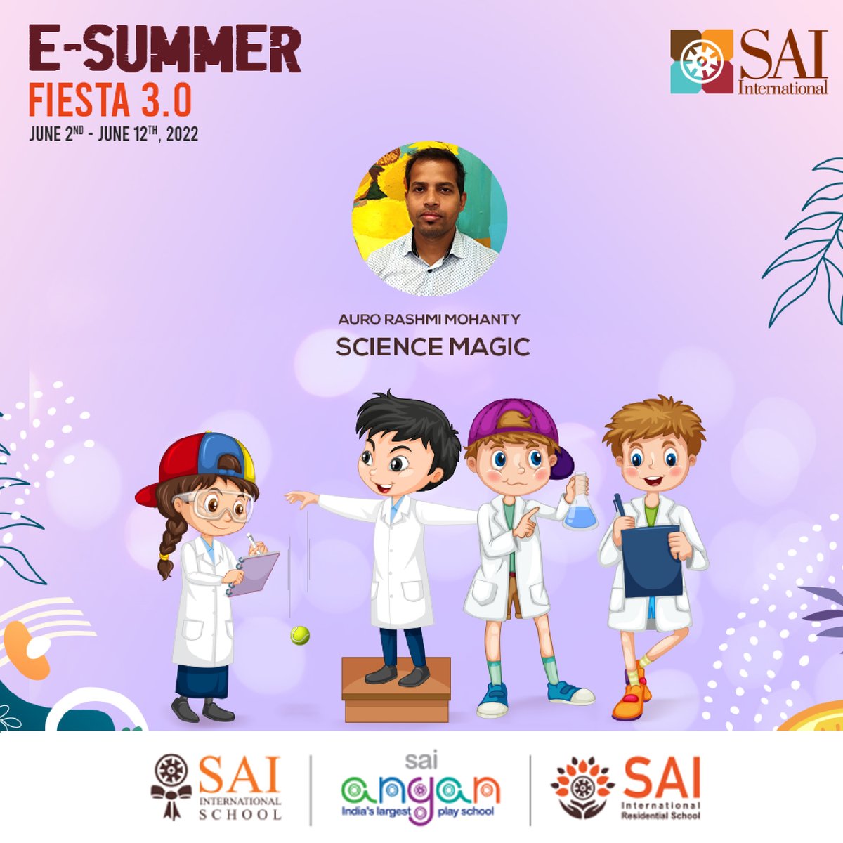 SAI_Edu_In's tweet photo. Magic is Science and Science is magic... Intriguing isn't it? Join the E- Summer Fiesta Season 3.0 from June 2- 12, 2022 with Auro Rashmi Mohanty for Science Magic.

#LiveExpertZone #SummerCampExperts #SummerFest #eSummerFiesta #VirtualSummerCamp #GlobalOutlookIndianValues https://t.co/ZNtpnheQEo
