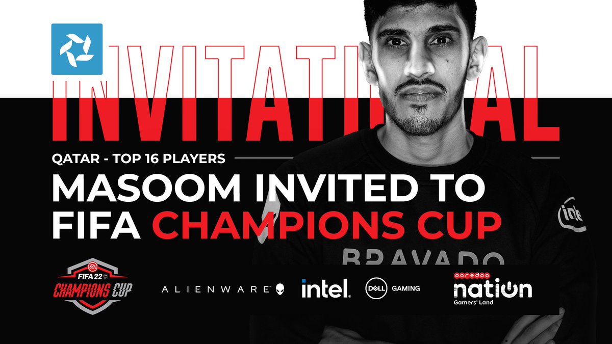 bravadogaming's tweet photo. Our #bvdfifa legend, @MasoomFakie has been invited to the @OoredooNation #ChampionsCup. 🔥
Masoom will be competing against some of the top talent in the world!
He will be joined in Qatar by team manager, @Wass_Rajah.
GLHF and let's #bringthebravado boys 🥑😎 https://t.co/PVYNy0wBq1