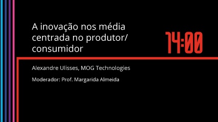 Estão prontos para a rodada da tarde? 🤩
Está para começar uma palestra sobre "A inovação nos média centrada no produtor/consumidor" ✨