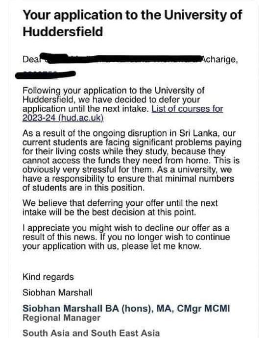 jebashanth98's tweet photo. Foreign Universities are now deferring
Sri Lankan students due to the
financial situation of the country.
#SriLankaCrisis #srilanka https://t.co/DEQOMDw2Nw