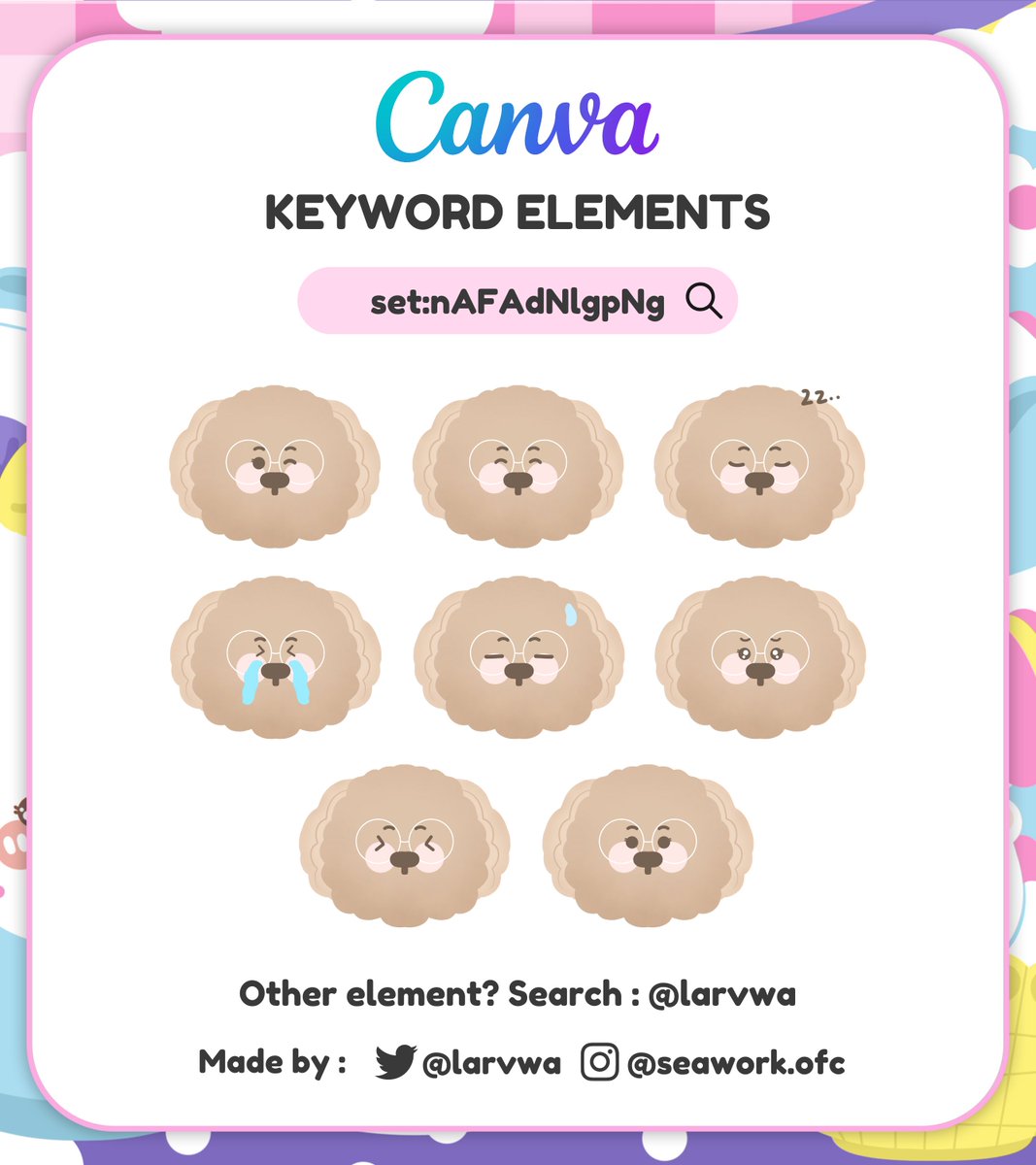 (HELP RT) Halo!! Lala mau share keyword element canva yang baru aja di approved 😻

kalian bisa pake buat segala jenis editan (cu/pu). ada background + element set yang bisa dipakee.

yang mau element lucu lainnya, bisa cek thread lala dibawah yaa guys! <3 #zonauang #zonaba