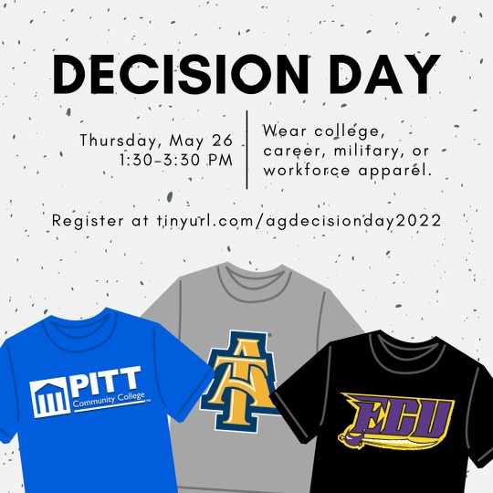 Decision Day is coming up!!! Register at tinyurl.com/agdecisionday2… #aghschargers #aydennc #griftonnc #chargingtowardsexcellence