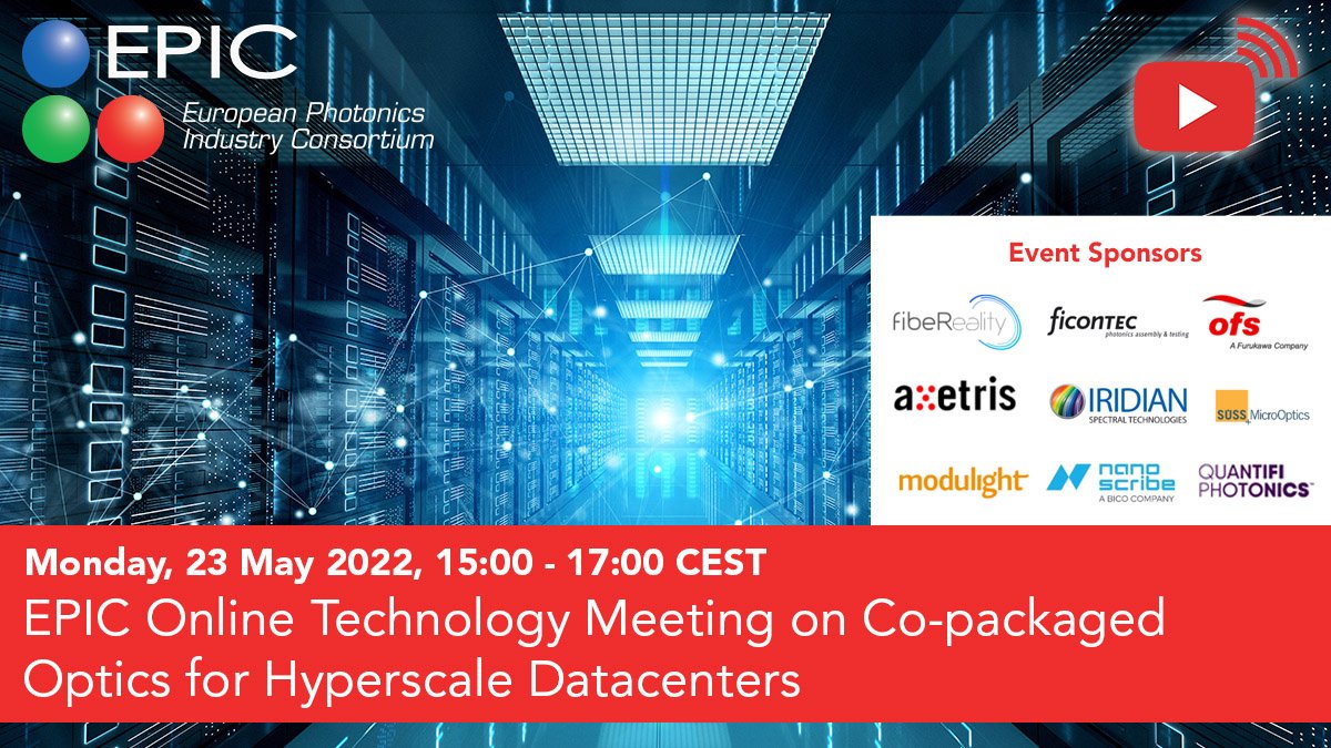 📢 EPIC OTM on Co-packaged Optics for Hyperscale Datacenters is starting. Watch live on YouTube youtu.be/ll47TK9DOl8
and ask questions in chat
Supported by <a href="/fibeReality/">fibeReality, LLC</a> <a href="/ficonTEC/">ficonTEC Service GmbH</a> <a href="/ofs_optics/">Lightera (Formerly OFS)</a> <a href="/axetris/">axetris ag</a> <a href="/IridianSpectral/">Iridian</a> <a href="/SUSSMicroTec_IR/">SÜSS MicroTec AG</a> <a href="/modulight/">Modulight Corporation</a> <a href="/NanoscribeGmbH/">Nanoscribe</a> <a href="/QuantifiPhotonx/">QuantifiPhotonics</a>
