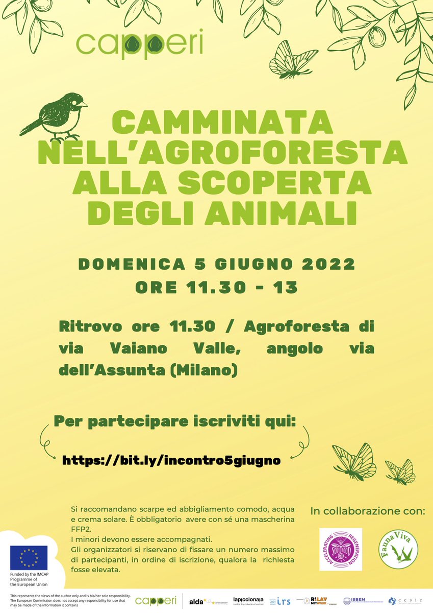 🌿Vi aspettiamo domenica 5 giugno alle 11.30 per una camminata insieme alla scoperta dell'agroforesta e dei suoi animali!

📌Tutte le informazioni nella locandina qui sotto! Per iscrizioni: bit.ly/incontro5giugno

<a href="/peri_cap/">CAP PERI</a> <a href="/EUAgri/">EU Agriculture🌱</a> #IMCAP